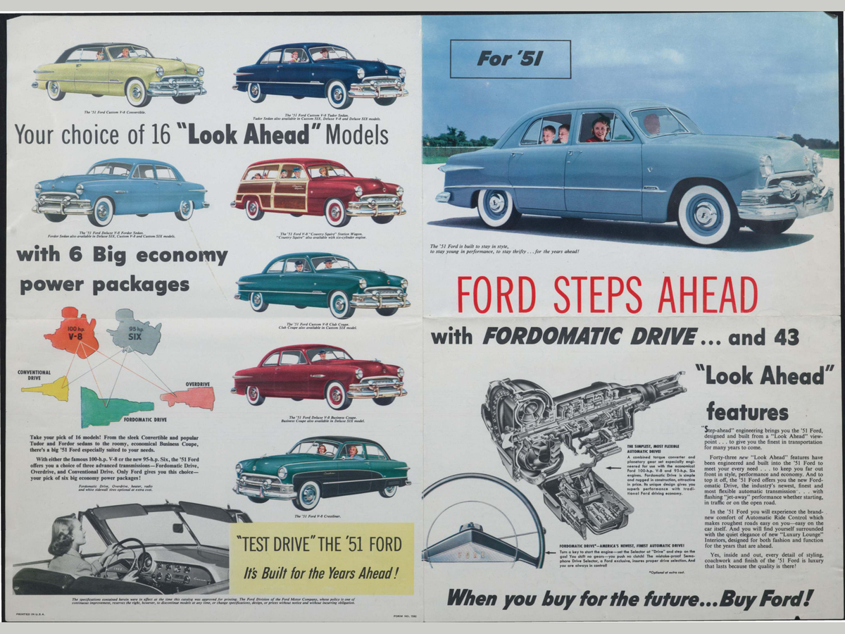 1951 Ford Car Line Brochure Page 3 0051-0010 — 18×24 proportions