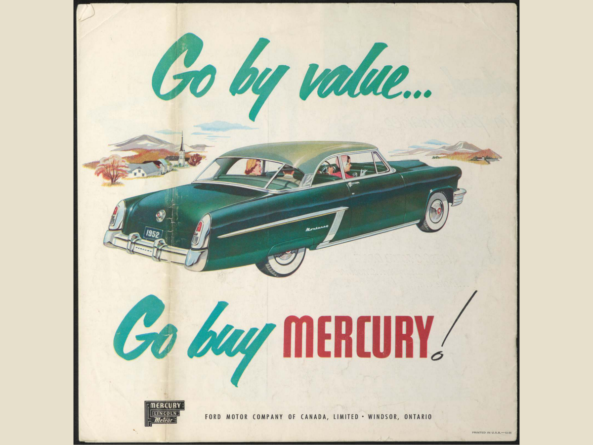 1952 Mercury Cars Brochure Page 16 0052-0010 — 18×24 proportions