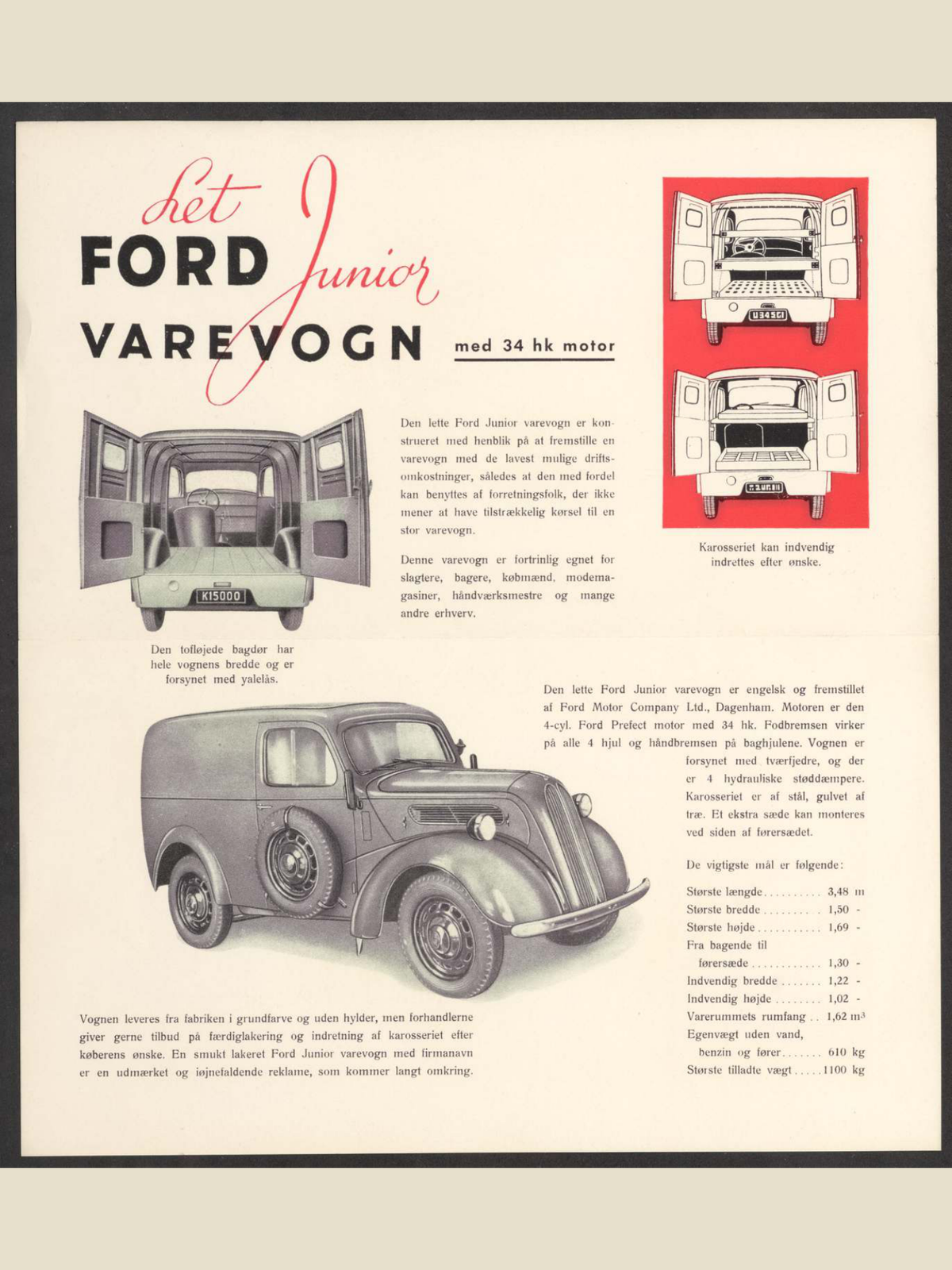 1952 ford junior half ton van Brochure Page 2 0052-0012 — 18×24 proportions