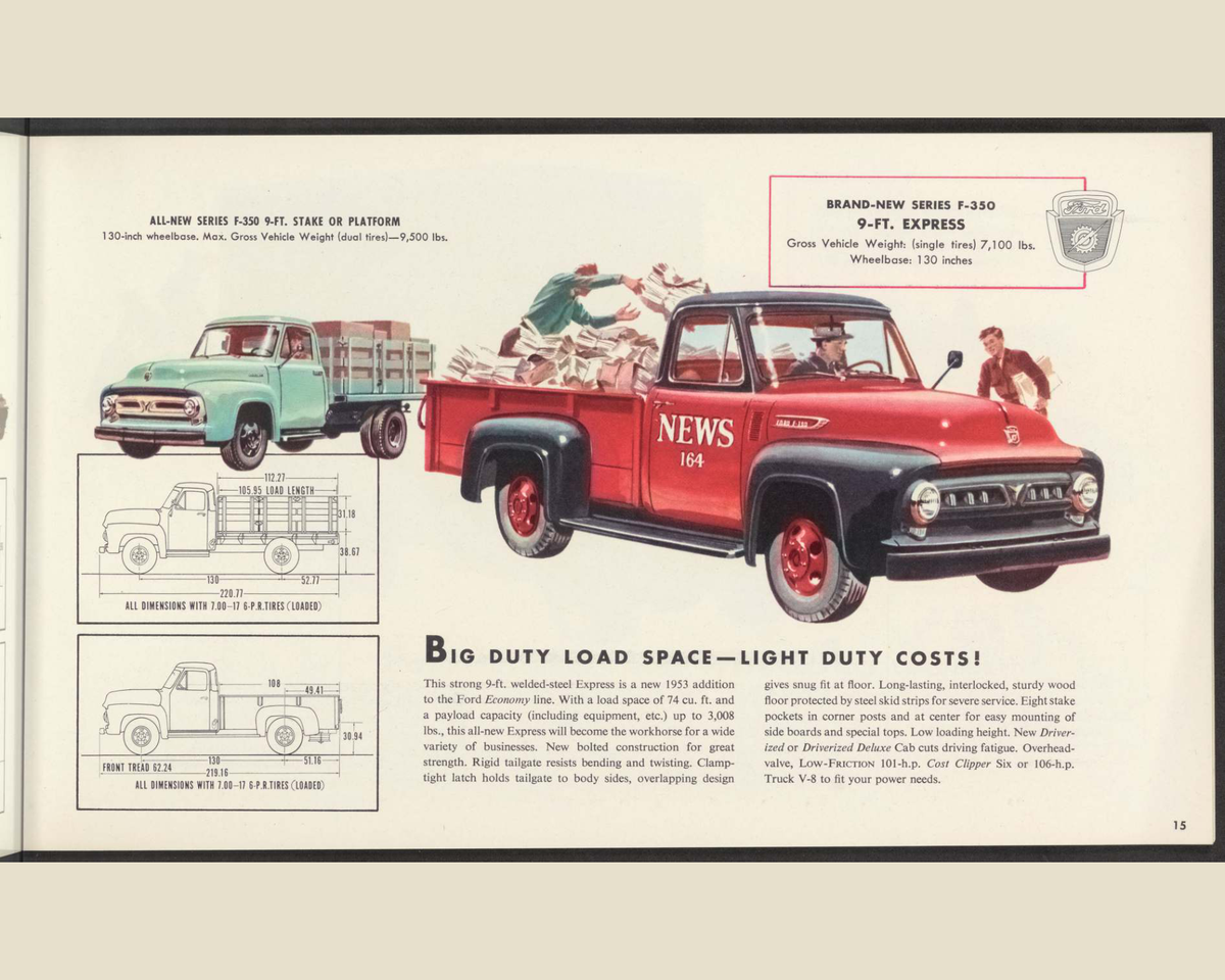 1953 ford truck line Brochure Page 15 0053-0022 — 16×20 proportions
