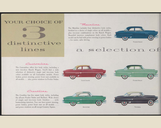 1954 Ford Car Line Brochure Page 4 0054-0009 — 16×20 proportions