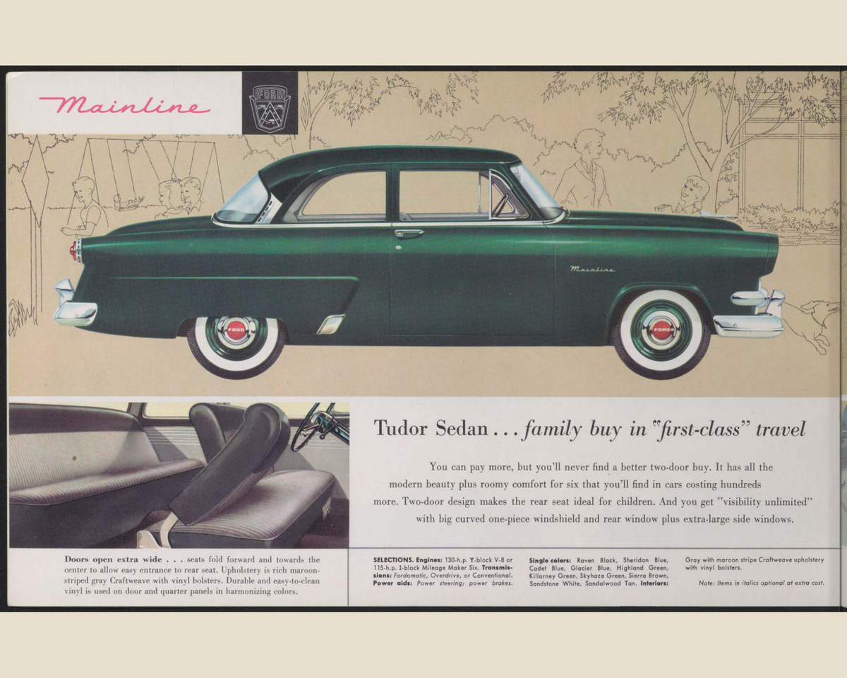 1954 Ford Car Line Brochure Page 6 0054-0010 — 16×20 proportions