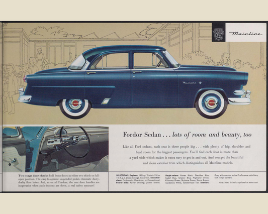 1954 Ford Car Line Brochure Page 7 0054-0011 — 16×20 proportions