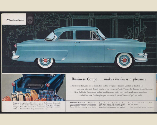 1954 Ford Car Line Brochure Page 8 0054-0012 — 16×20 proportions