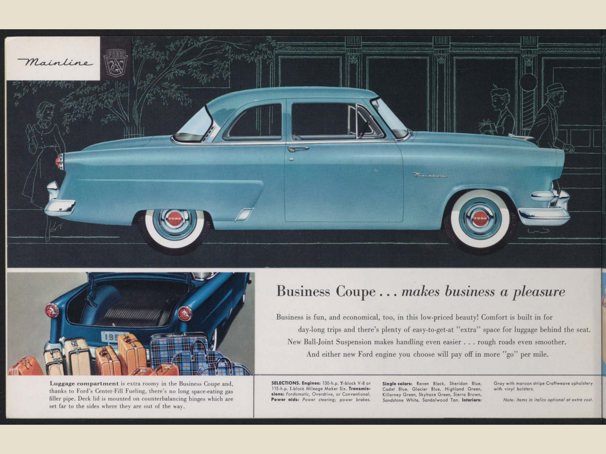 1954 Ford Car Line Brochure Page 8 0054-0012 — 18×24 proportions