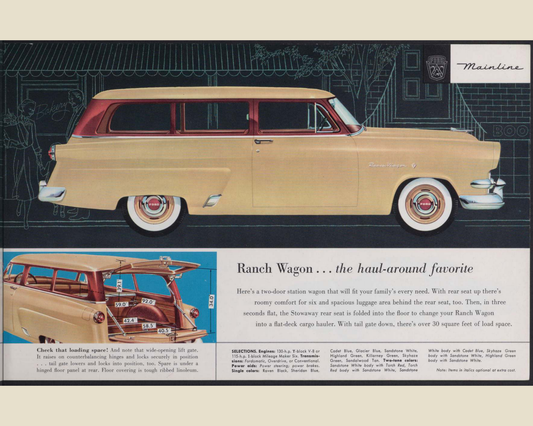 1954 Ford Car Line Brochure Page 9 0054-0013 — 16×20 proportions
