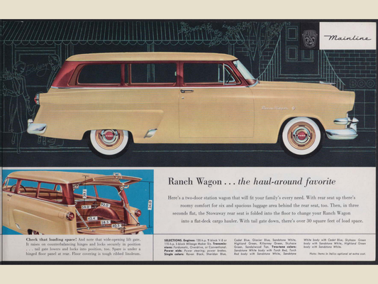 1954 Ford Car Line Brochure Page 9 0054-0013 — 18×24 proportions