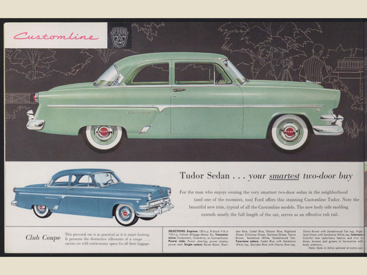 1954 Ford Car Line Brochure Page 10 0054-0014 — 18×24 proportions