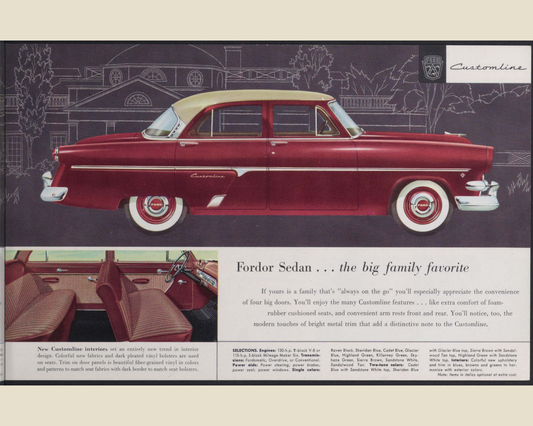 1954 Ford Car Line Brochure Page 11 0054-0015 — 16×20 proportions