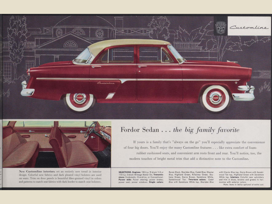 1954 Ford Car Line Brochure Page 11 0054-0015 — 18×24 proportions