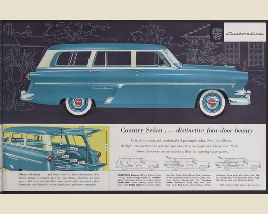 1954 Ford Car Line Brochure Page 13 0054-0017 — 16×20 proportions