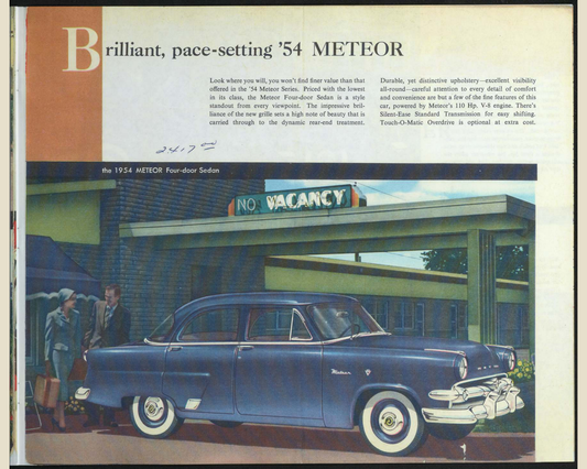 1954 Meteor Cars Brochure Page 7 0054-0031 — 16×20 proportions