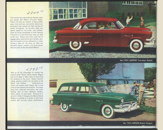 1954 Meteor Cars Brochure Page 8 0054-0032 — 16×20 proportions