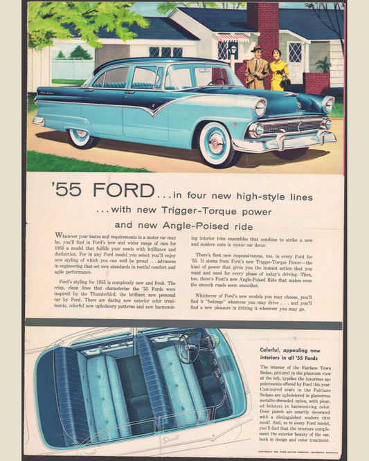 1955 Ford Car Line Brochure Page 2 0055-0005 — 16×20 proportions