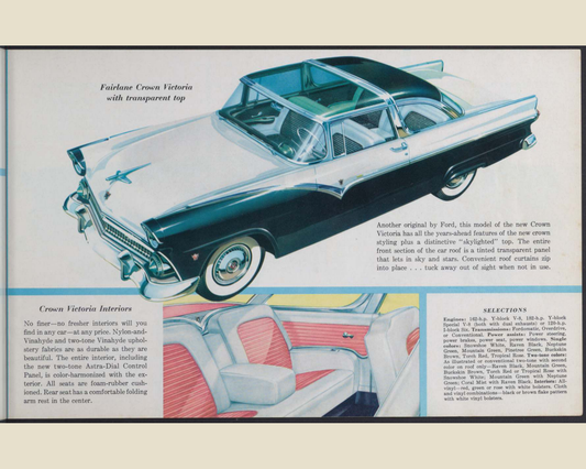 1955 Ford Car Line Brochure Page 5 0055-0009 — 16×20 proportions
