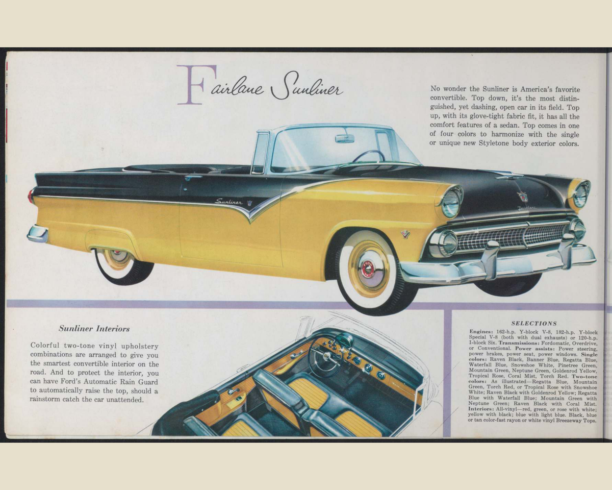 1955 Ford Car Line Brochure Page 6 0055-0010 — 16×20 proportions