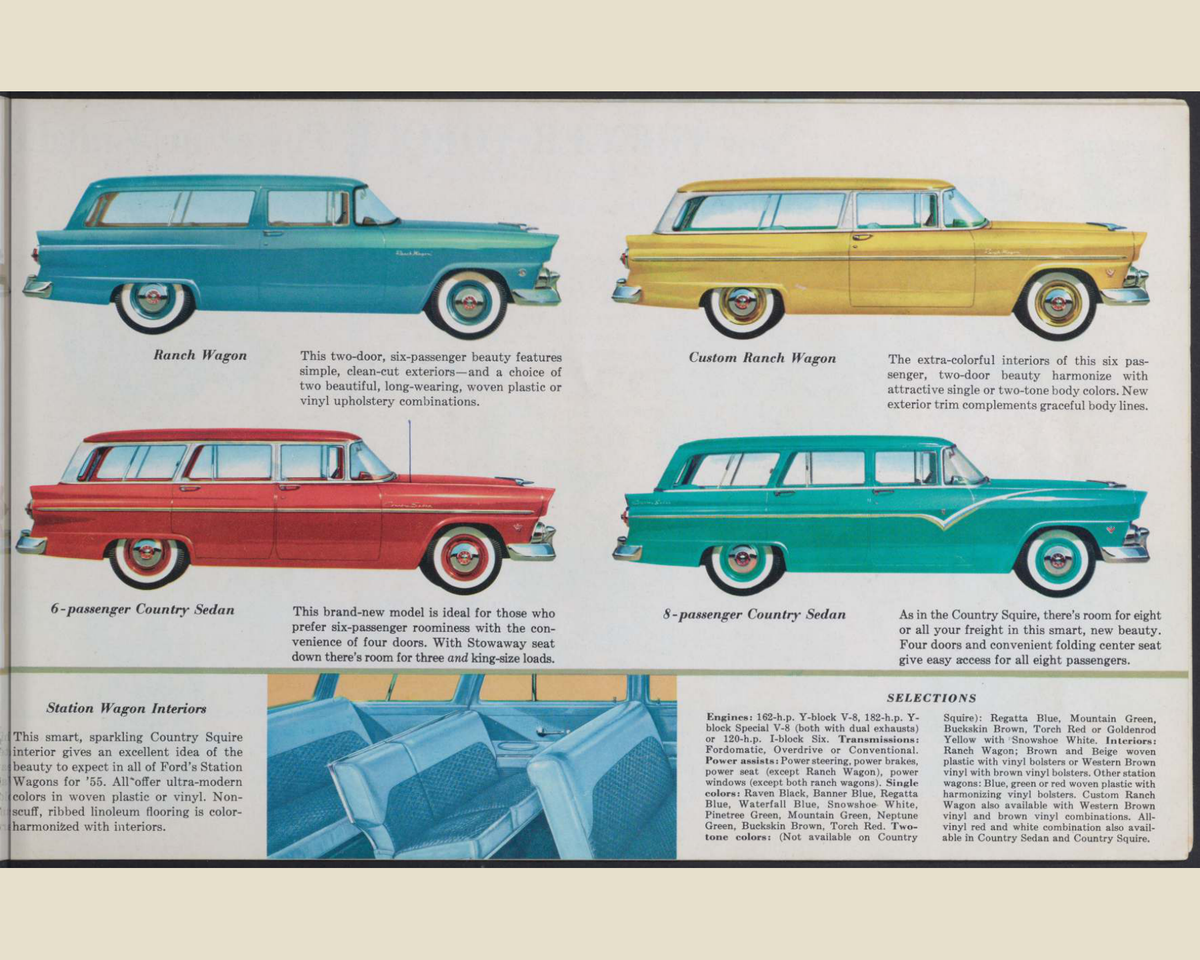 1955 Ford Car Line Brochure Page 15 0055-0015 — 16×20 proportions