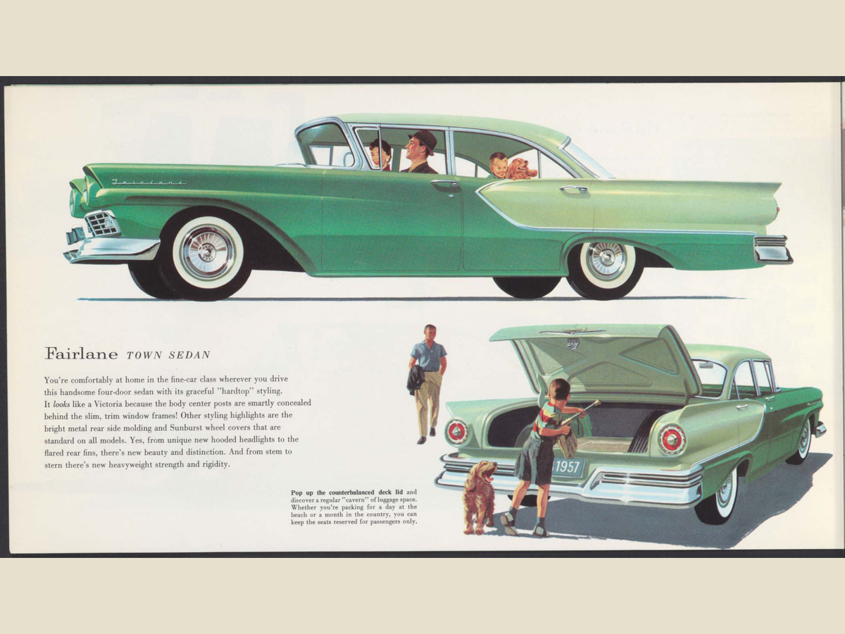 1957 Ford Fairlane and Fairlane 500 Brochure Page 16 0057-0028 — 18×24 proportions