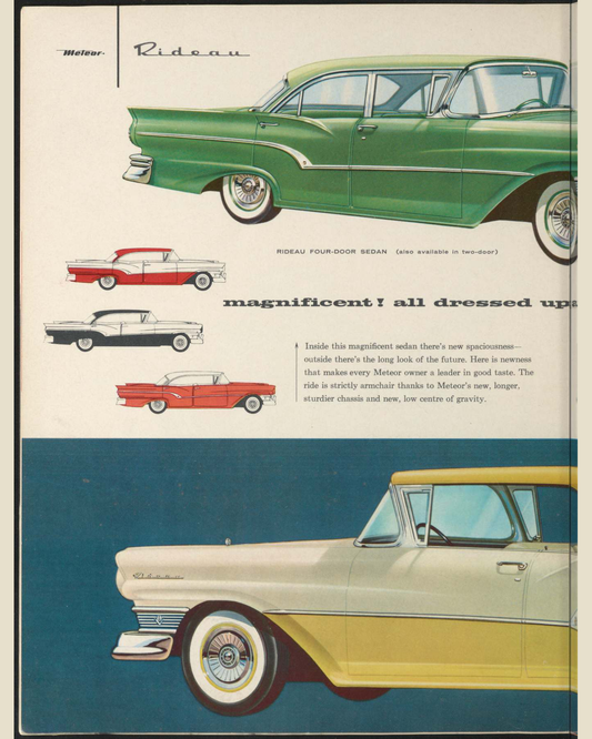 1957 Meteor Cars Brochure Page 12 0057-0049 — 16×20 proportions