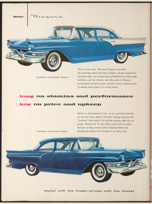 1957 Meteor Cars Brochure Page 18 0057-0054 — 18×24 proportions