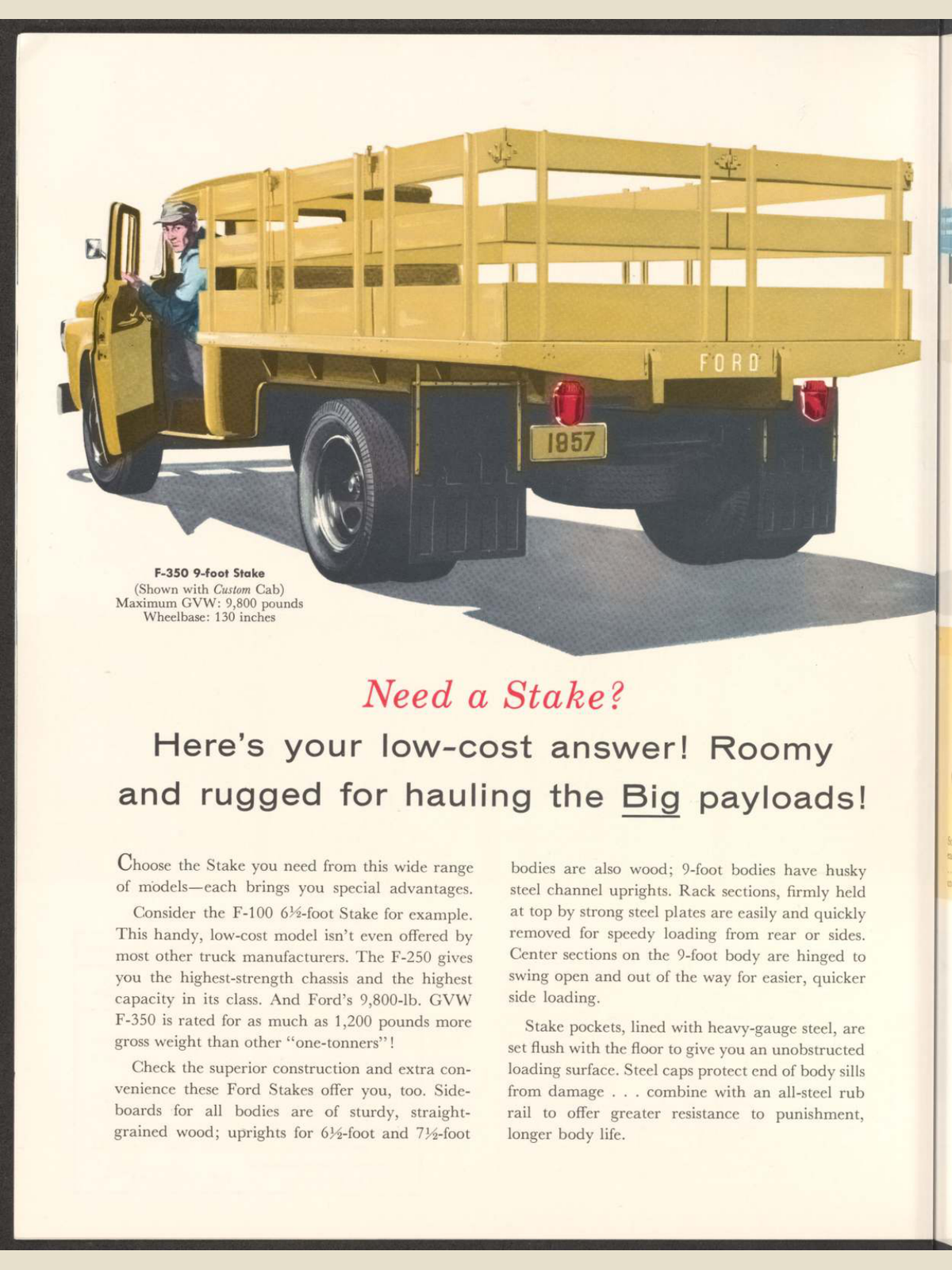 1957 ford f series light duty trucks Brochure Page 10 0057-0063 — 18×24 proportions