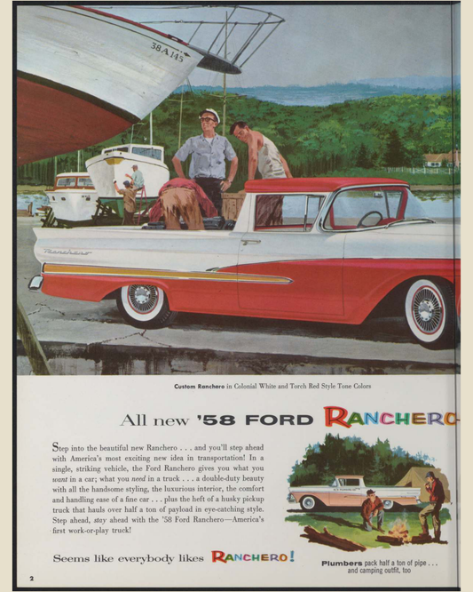1958 Ford Ranchero Brochure Page 2 0058-0013 — 16×20 proportions