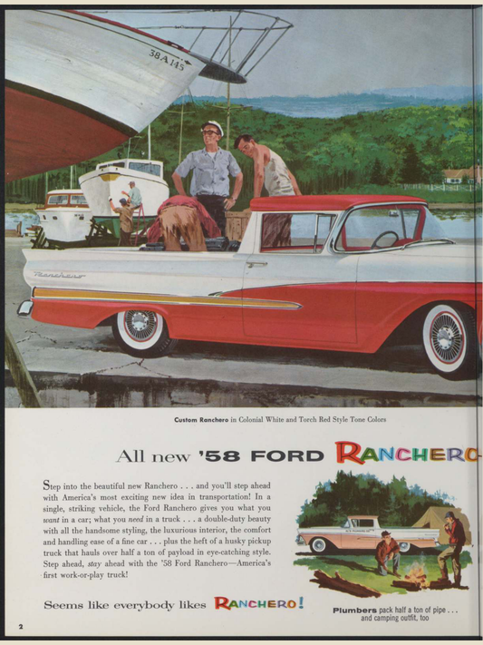 1958 Ford Ranchero Brochure Page 2 0058-0013 — 18×24 proportions
