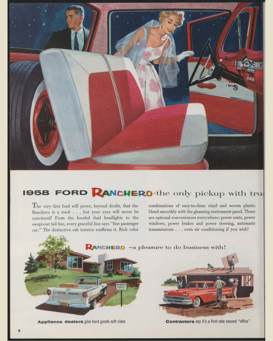 1958 Ford Ranchero Brochure Page 6 0058-0015 — 16×20 proportions