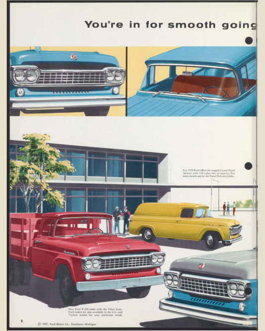 1958 Ford Light Duty F Series trucks Brochure Page 2 0058-0016 — 16×20 proportions
