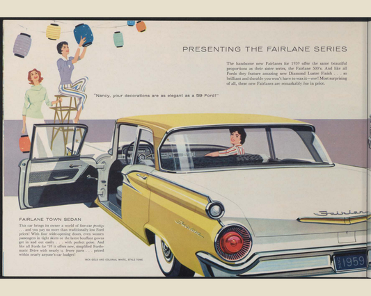 1959 Ford Car Line Brochure Page 8 0059-0019 — 16×20 proportions