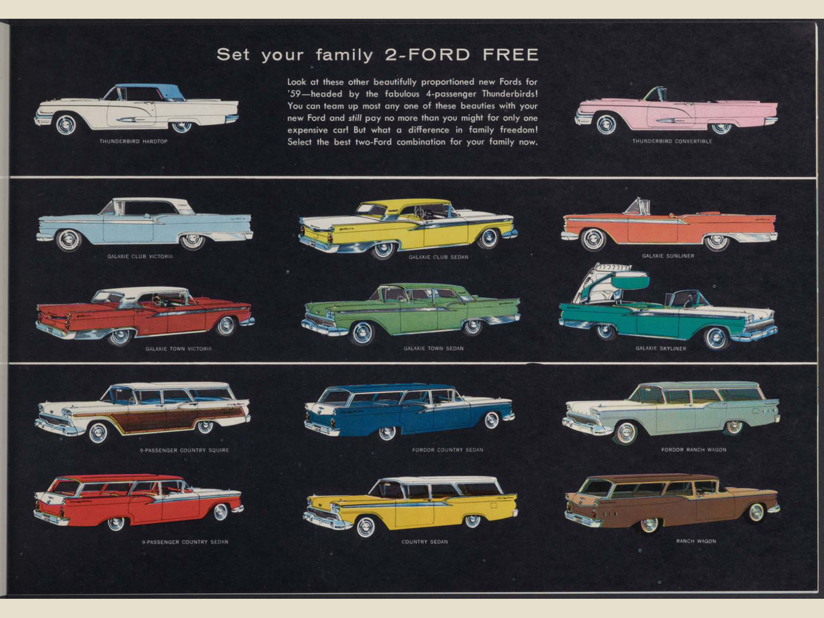 1959 Ford Car Line Brochure Page 13 0059-0023 — 18×24 proportions