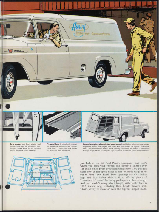 1959 Ford Light Duty F Series trucks Brochure Page 7 0059-0030 — 18×24 proportions