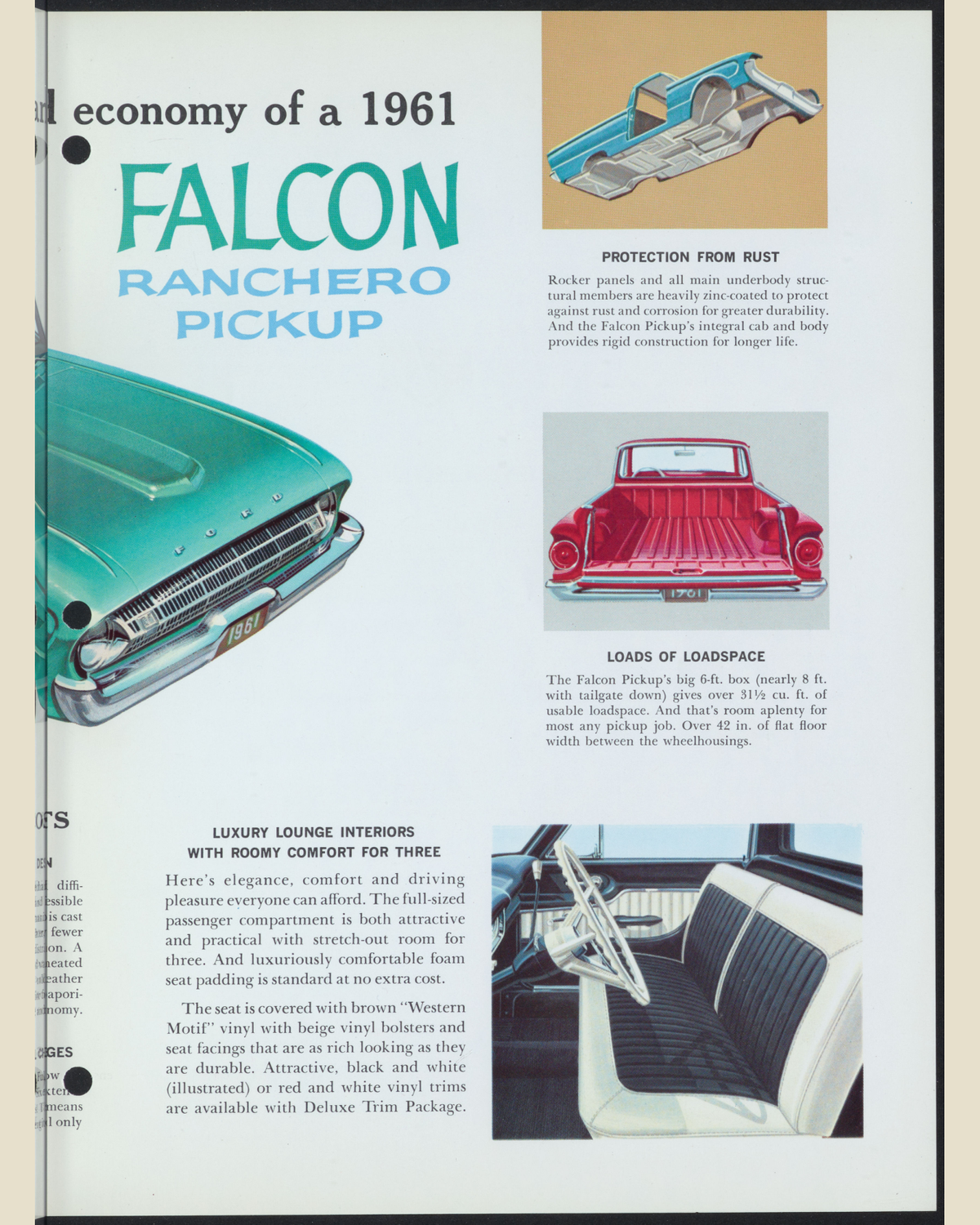 1961 ford falcon ranchero Brochure Page 3 0061-0022 — 16×20 proportions