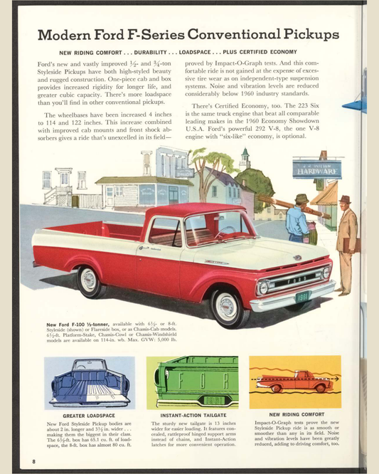 1961 ford pickup trucks Brochure Page 8 0061-0028 — 16×20 proportions