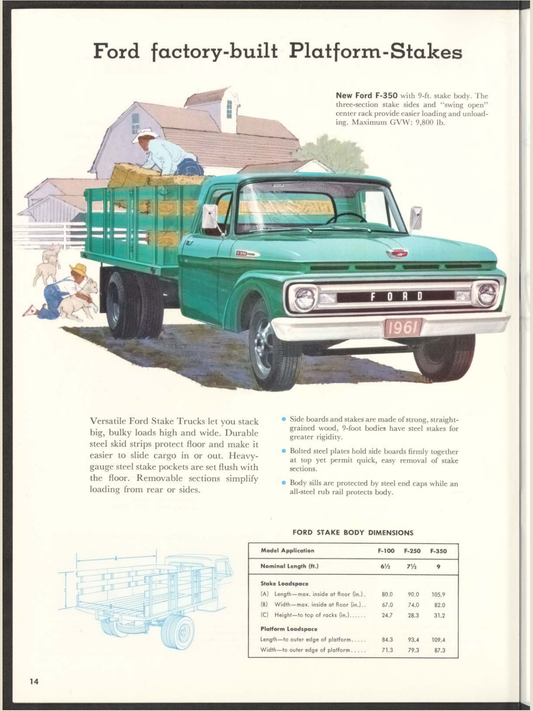 1961 ford pickup trucks Brochure Page 14 0061-0030 — 18×24 proportions