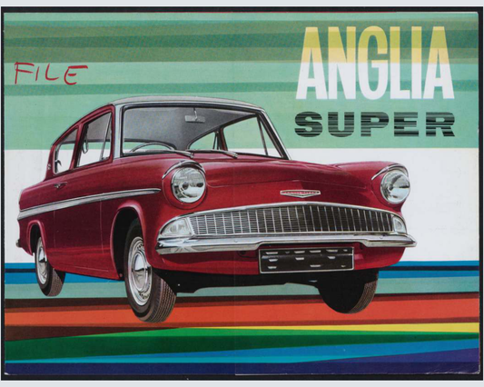 1963 Ford Anglia Super Brochure Page 1 0063-0035 — 16×20 proportions