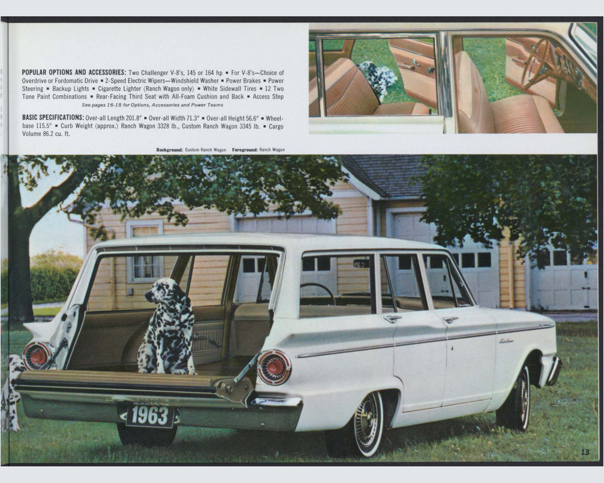 1963 Ford Fairlane Brochure Page 13 0063-0038 — 16×20 proportions