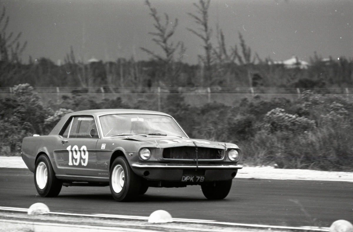 1964 Ford Mustang number 199 racing — Nassau — 0064-0006