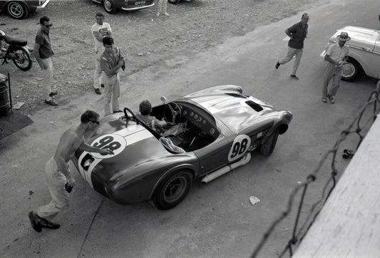 1964 Cobra number 98 overhead view — Nassau — 0064-0032