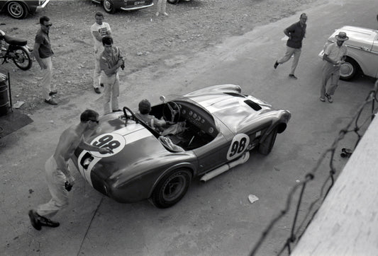 1964 Cobra number 98 overhead view — Nassau — 0064-0038