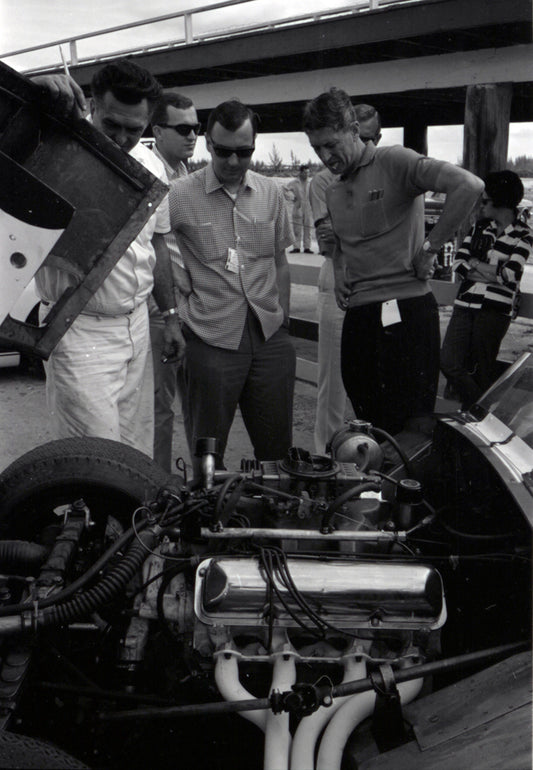 1964 Race car workshop scene — Nassau — 0064-0047