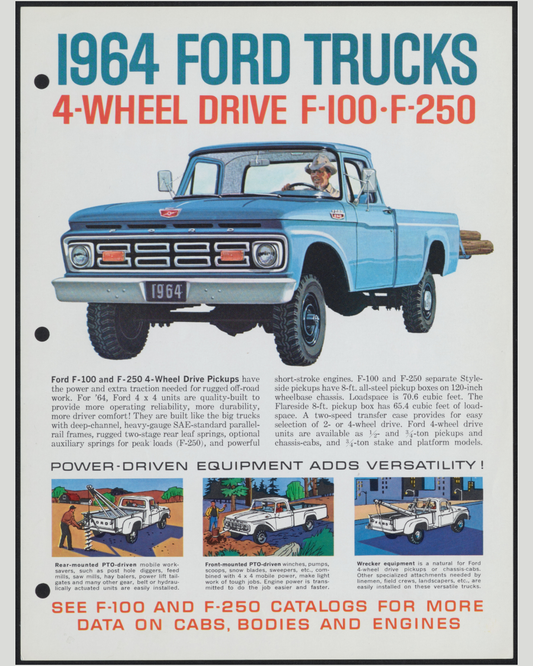 1964 Ford F-100 And F-250 Brochure Page 1 0064-0049 — 16×20 proportions