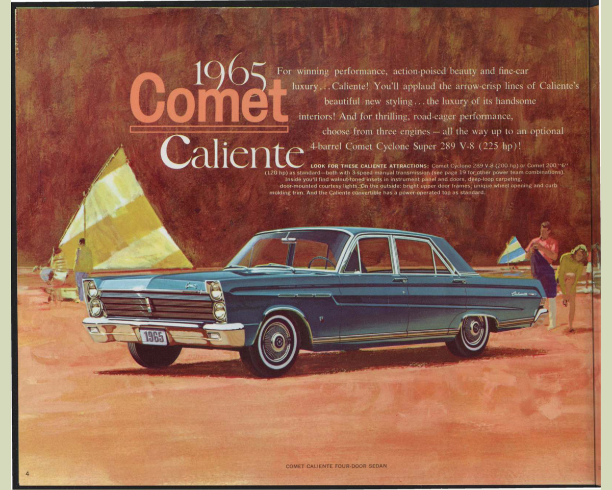 1965 Mercury Comet Brochure Page 4 0065-0003 — 16×20 proportions