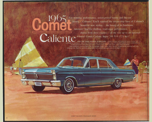 1965 Mercury Comet Brochure Page 4 0065-0003 — 16×20 proportions