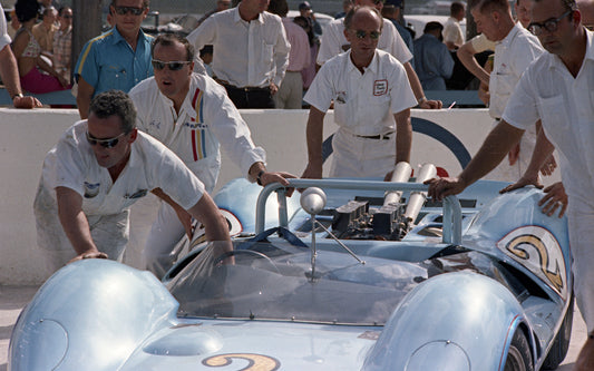1965 Crew preparing Ford-powered race car — Nassau — 0065-0017