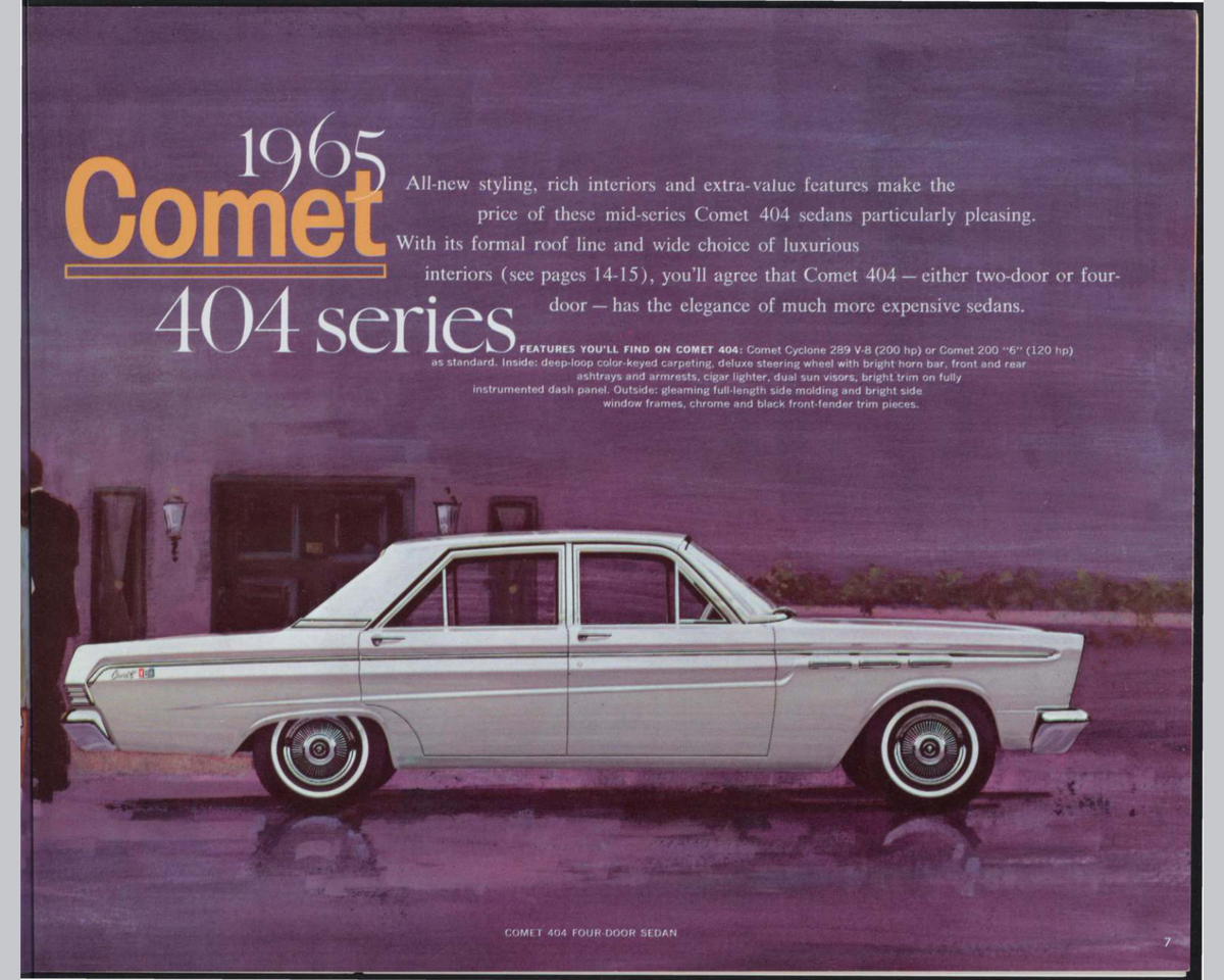 1965 Mercury Comet Brochure Page 7 0065-0018 — 16×20 proportions