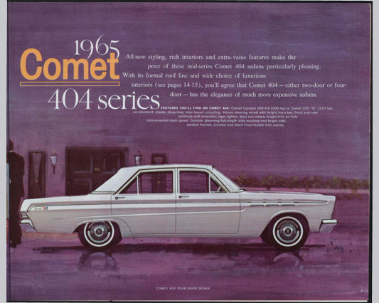 1965 Mercury Comet Brochure Page 7 0065-0018 — 16×20 proportions