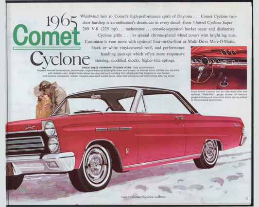 1965 Mercury Comet Brochure Page 11 0065-0022 — 16×20 proportions