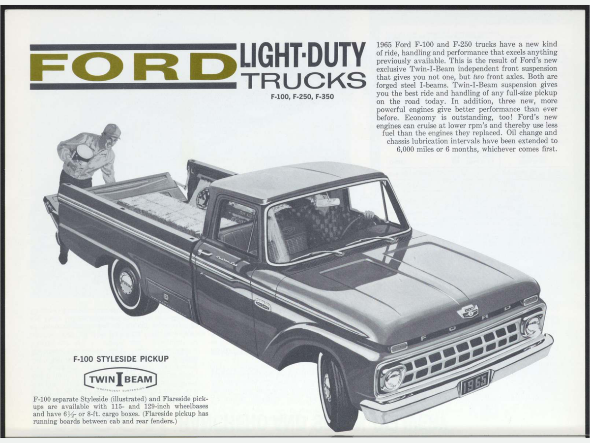 1965 Ford Trucks Full Line Catalog Brochure Page 4 0065-0026 — 18×24 proportions