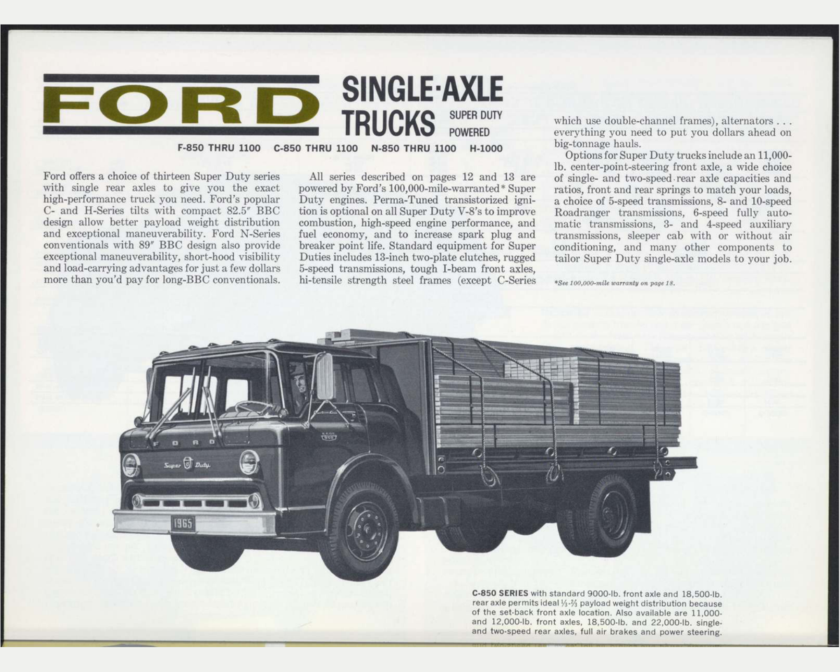 1965 Ford Trucks Full Line Catalog Brochure Page 12 0065-0031 — 16×20 proportions